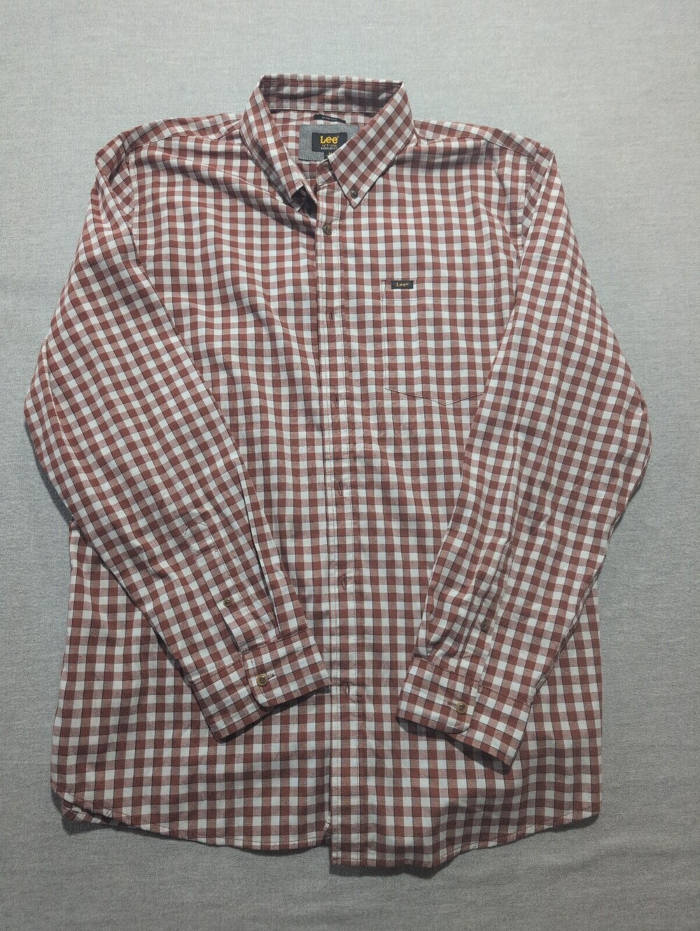Lee red white check long sleeve button-up shirt